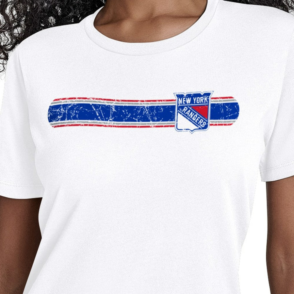 New York Rangers Starter Women's Team Stripe T-Shirt - White | NHL on sale