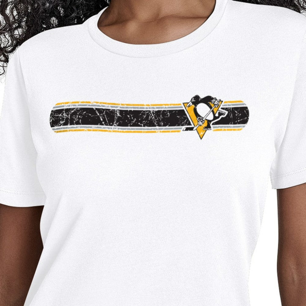 Pittsburgh Penguins Starter Women's Team Stripe T-Shirt - White | NHL near me