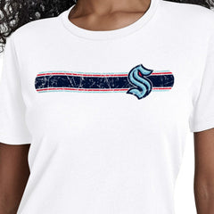 Seattle Kraken Starter Women's Team Stripe T-Shirt - White | NHL near me
