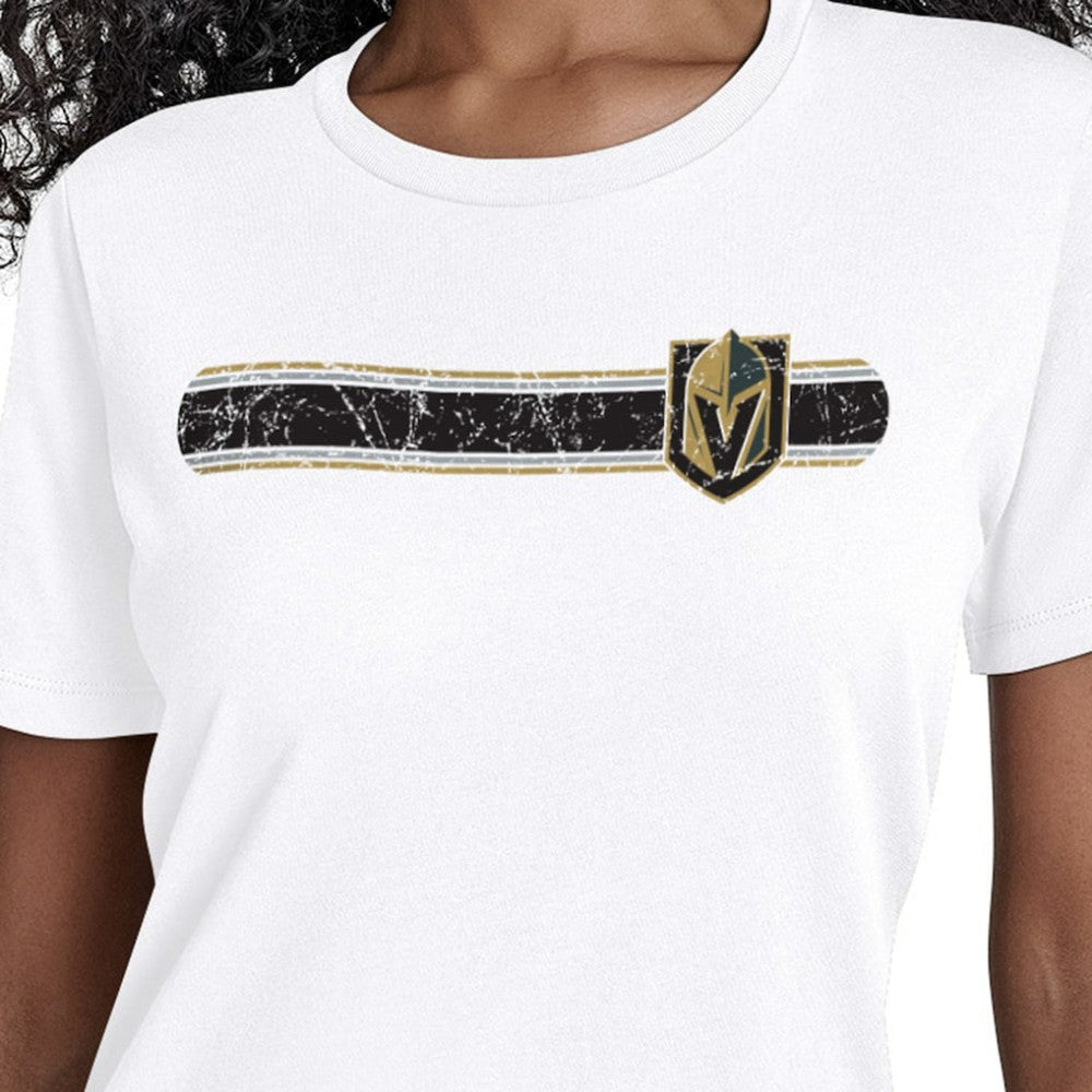 Vegas Golden Knights Starter Women's Team Stripe T-Shirt - White | NHL Lifestyle