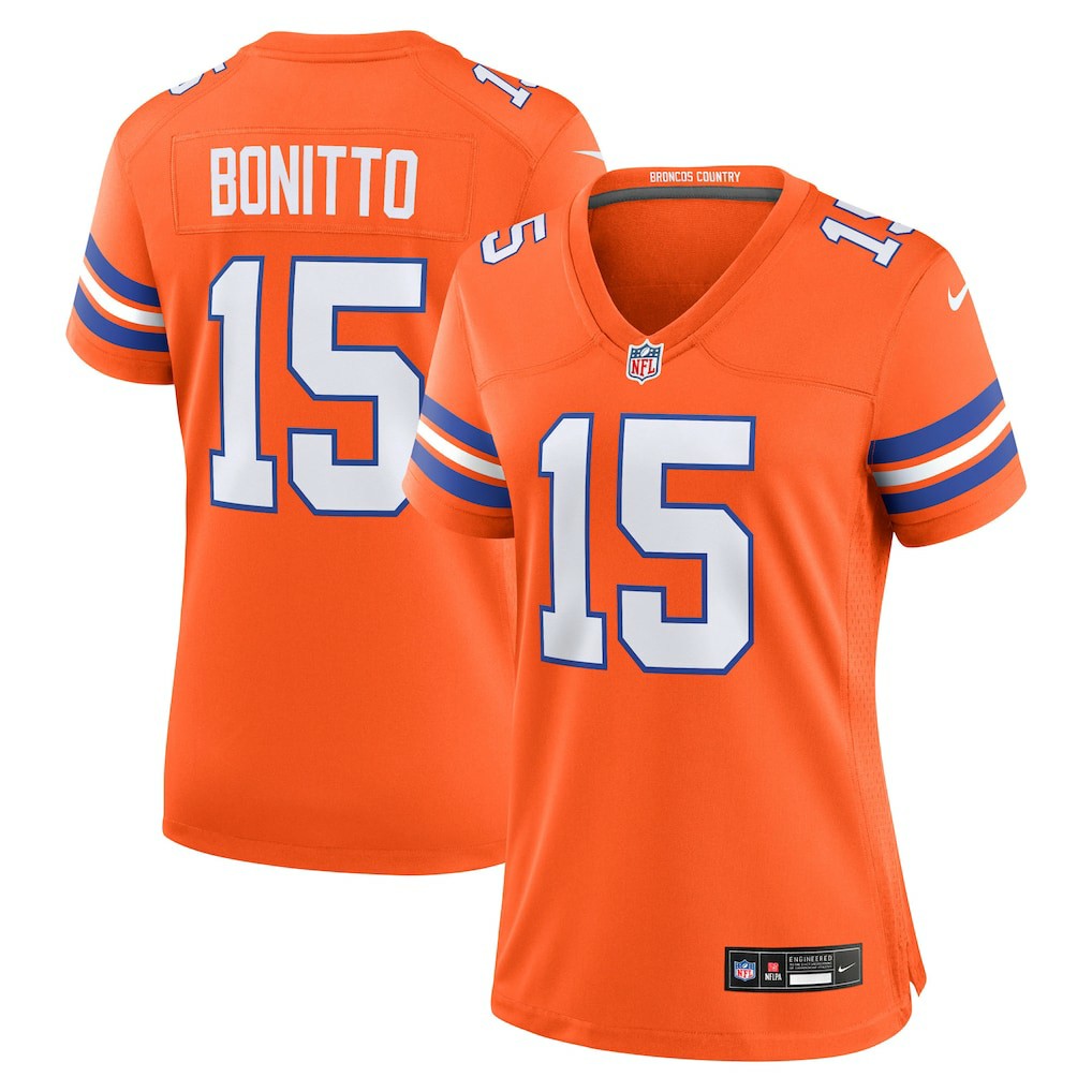 Nik Bonitto Denver Broncos Women's Alternate 2 Mile High Collection 1977 Throwback Game Jersey - Orange - Nike
