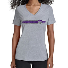Sacramento Kings Starter Women's Team Stripe V-Neck T-Shirt Gray