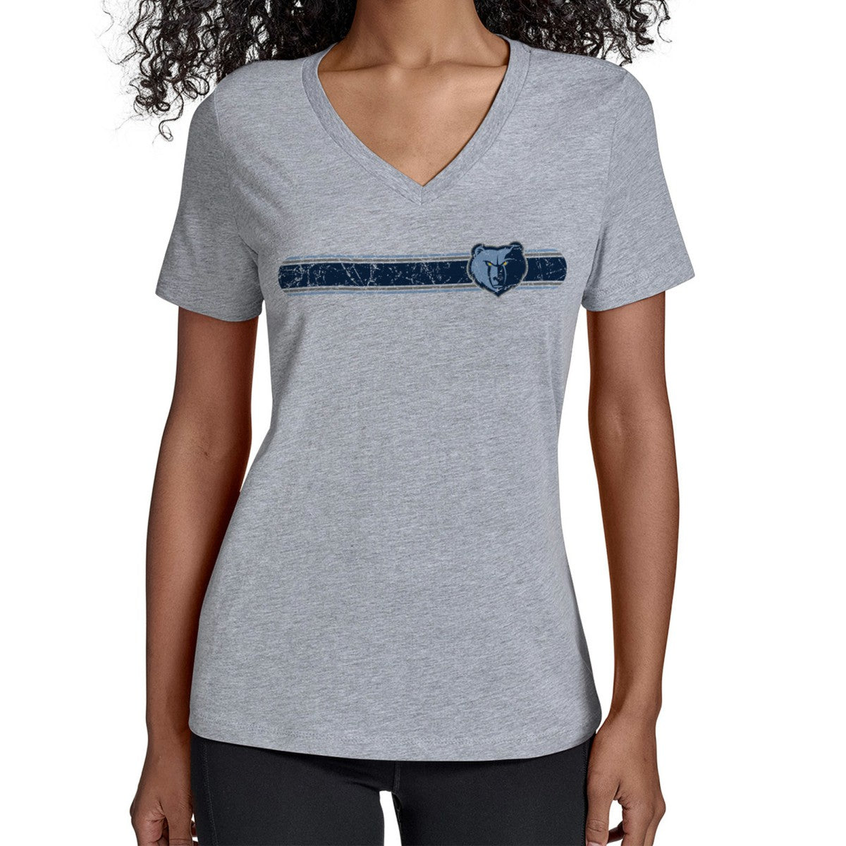 Memphis Grizzlies Starter Women's Team Stripe V-Neck T-Shirt Gray