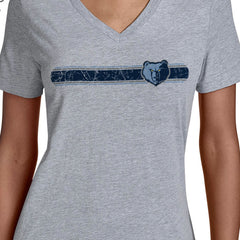 Memphis Grizzlies Starter Women's Team Stripe V-Neck T-Shirt Gray