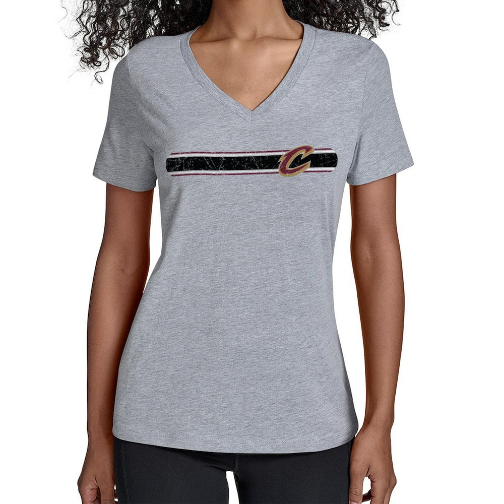 Cleveland Cavaliers Starter Women's Team Stripe V-Neck T-Shirt Gray