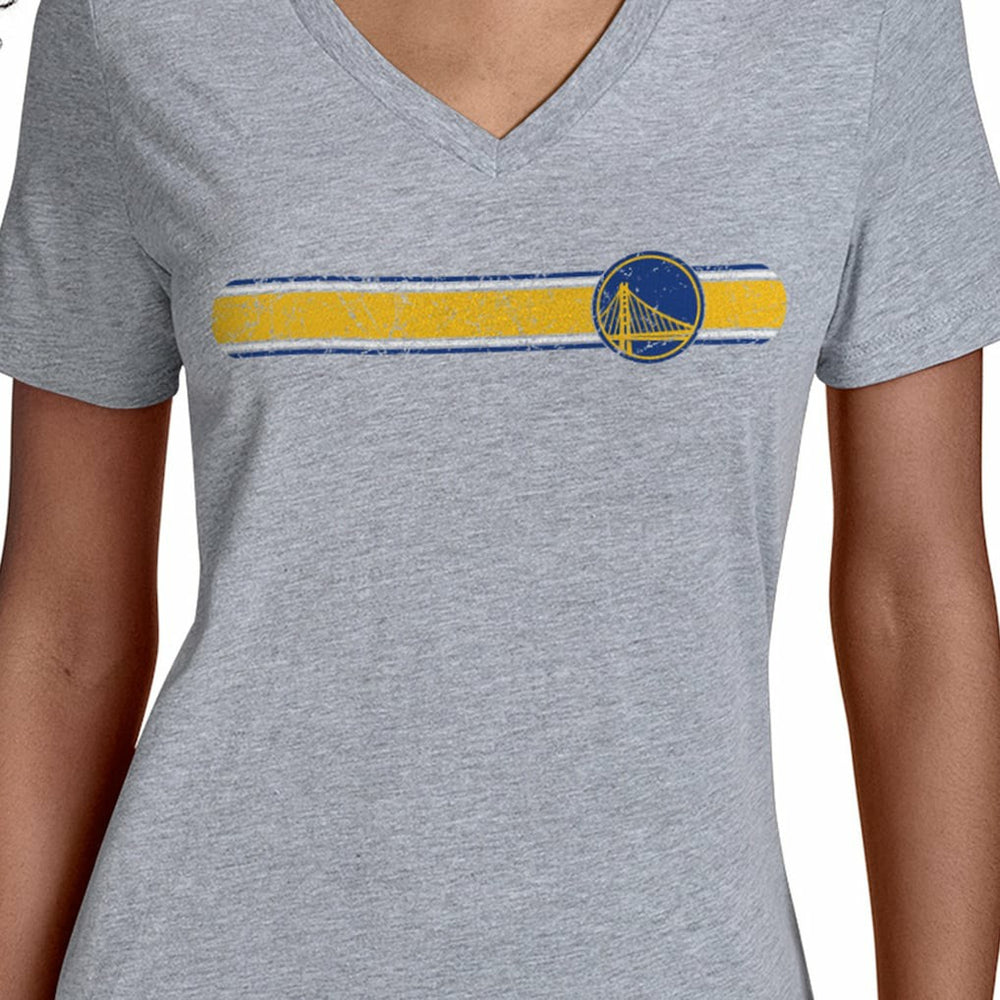 Golden State Warriors Starter Women's Team Stripe V-Neck T-Shirt Gray