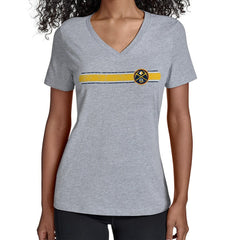 Denver Nuggets Starter Women's Team Stripe V-Neck T-Shirt Gray
