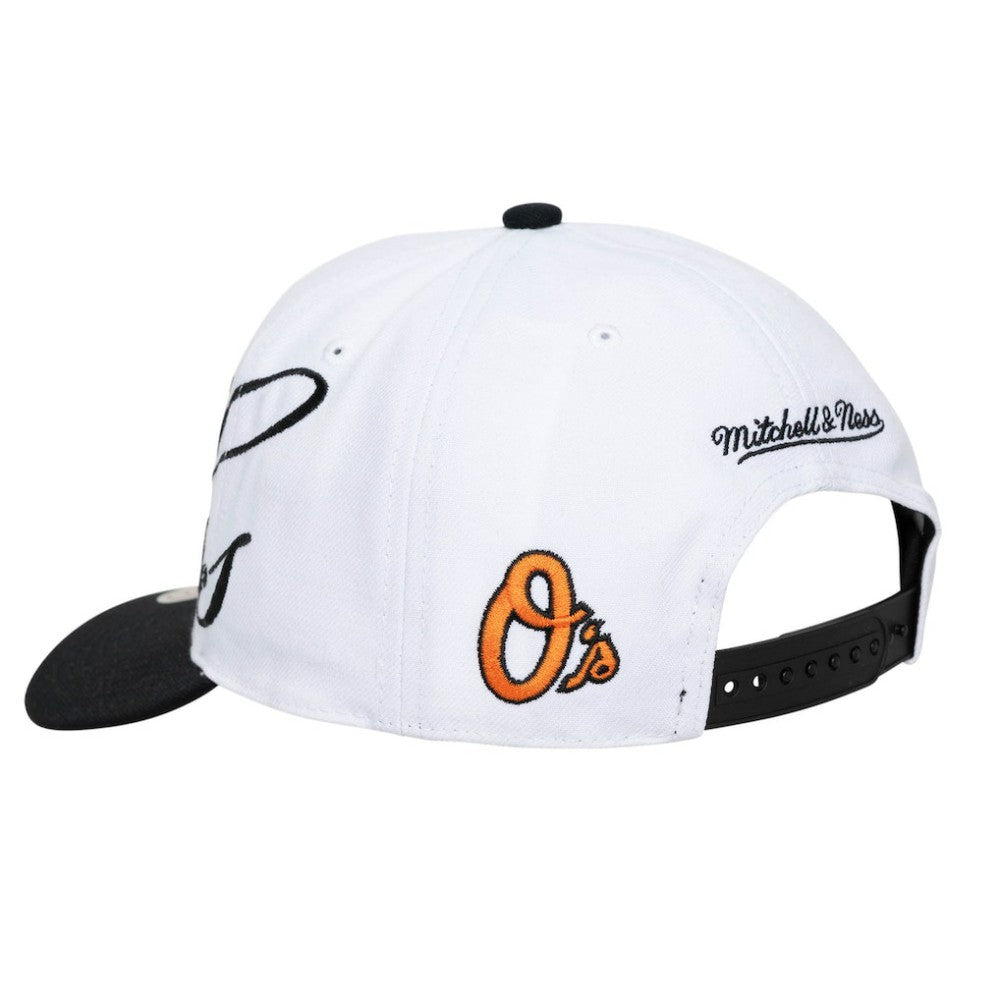 Baltimore Orioles Mitchell & Ness Unisex XL Script Pro Crown Snapback Hat Outlet