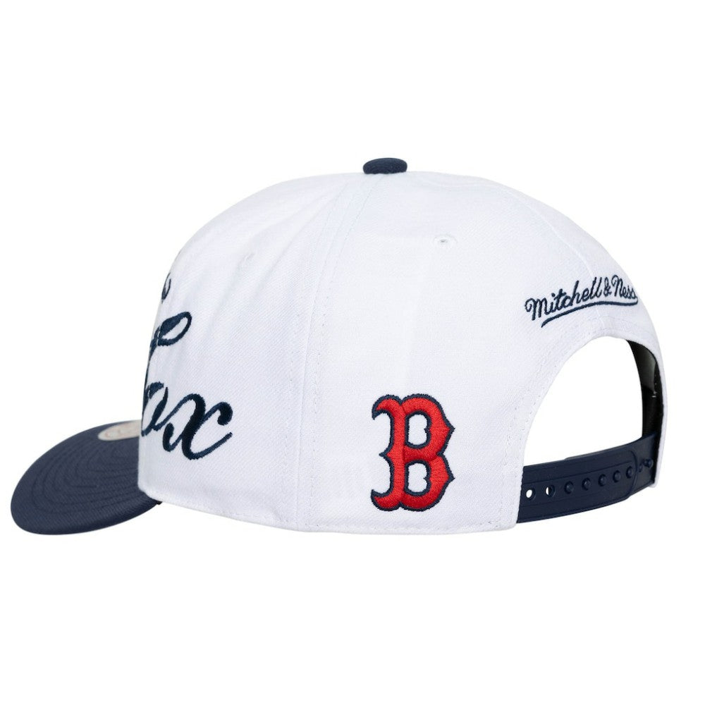 Boston Red Sox Mitchell & Ness Unisex XL Script Pro Crown Snapback Hat Discount