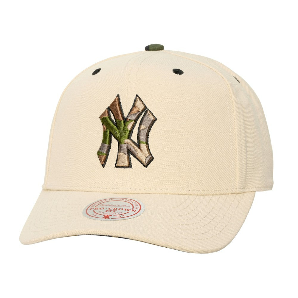New York Yankees Mitchell & Ness Unisex Camo Logo Pro Crown Snapback Hat Outlet