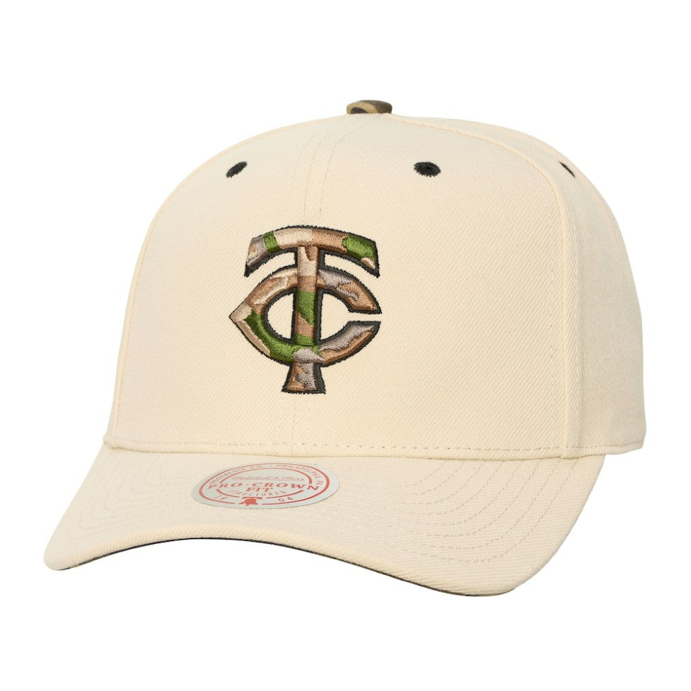 Minnesota Twins Mitchell & Ness Unisex Camo Logo Pro Crown Snapback Hat Outlet