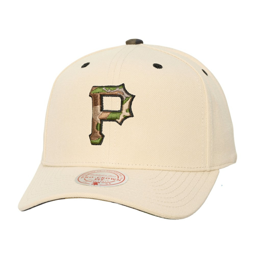 Pittsburgh Pirates Mitchell & Ness Unisex Camo Logo Pro Crown Snapback Hat Outlet