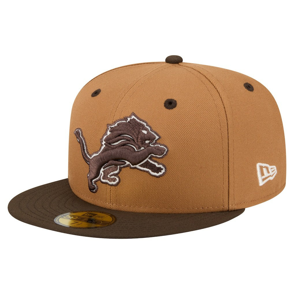 Detroit Lions New Era Two-Tone Walnut 59FIFTY Fitted Hat - Light Brown/Dark Brown - NFL