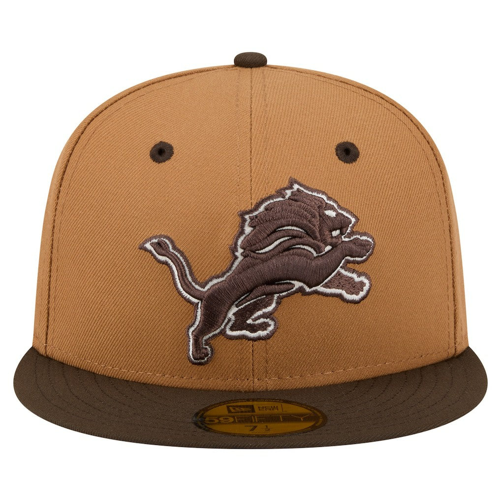 Detroit Lions New Era Two-Tone Walnut 59FIFTY Fitted Hat - Light Brown/Dark Brown - NFL