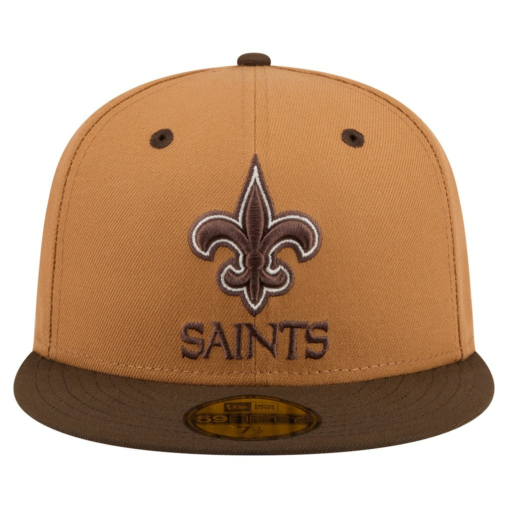 New Orleans Saints New Era Two-Tone Walnut 59FIFTY Fitted Hat - Light Brown/Dark Brown - NFL