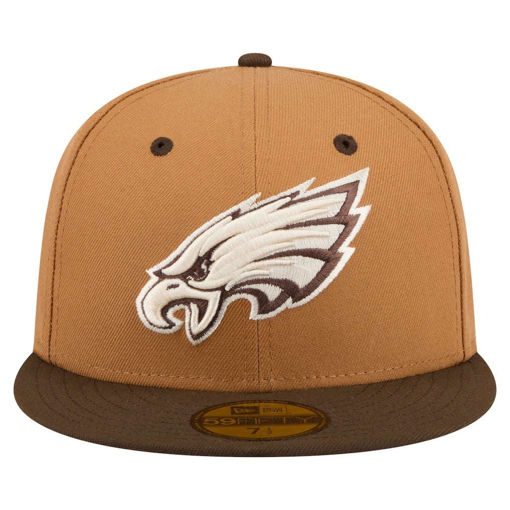 Philadelphia Eagles New Era Two-Tone Walnut 59FIFTY Fitted Hat - Light Brown/Dark Brown - NFL