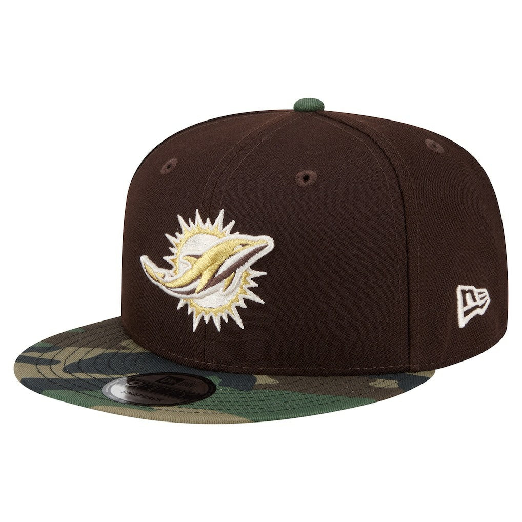 Miami Dolphins Adult Burnt Wood Camo 9FIFTY Snapback Hat - Dark Brown - NFL
