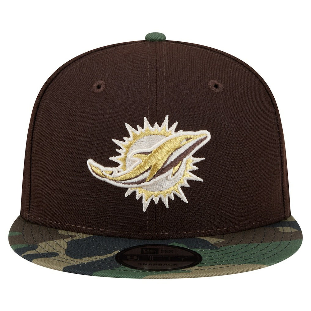Miami Dolphins Adult Burnt Wood Camo 9FIFTY Snapback Hat - Dark Brown - NFL