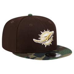 Miami Dolphins Adult Burnt Wood Camo 9FIFTY Snapback Hat - Dark Brown - NFL