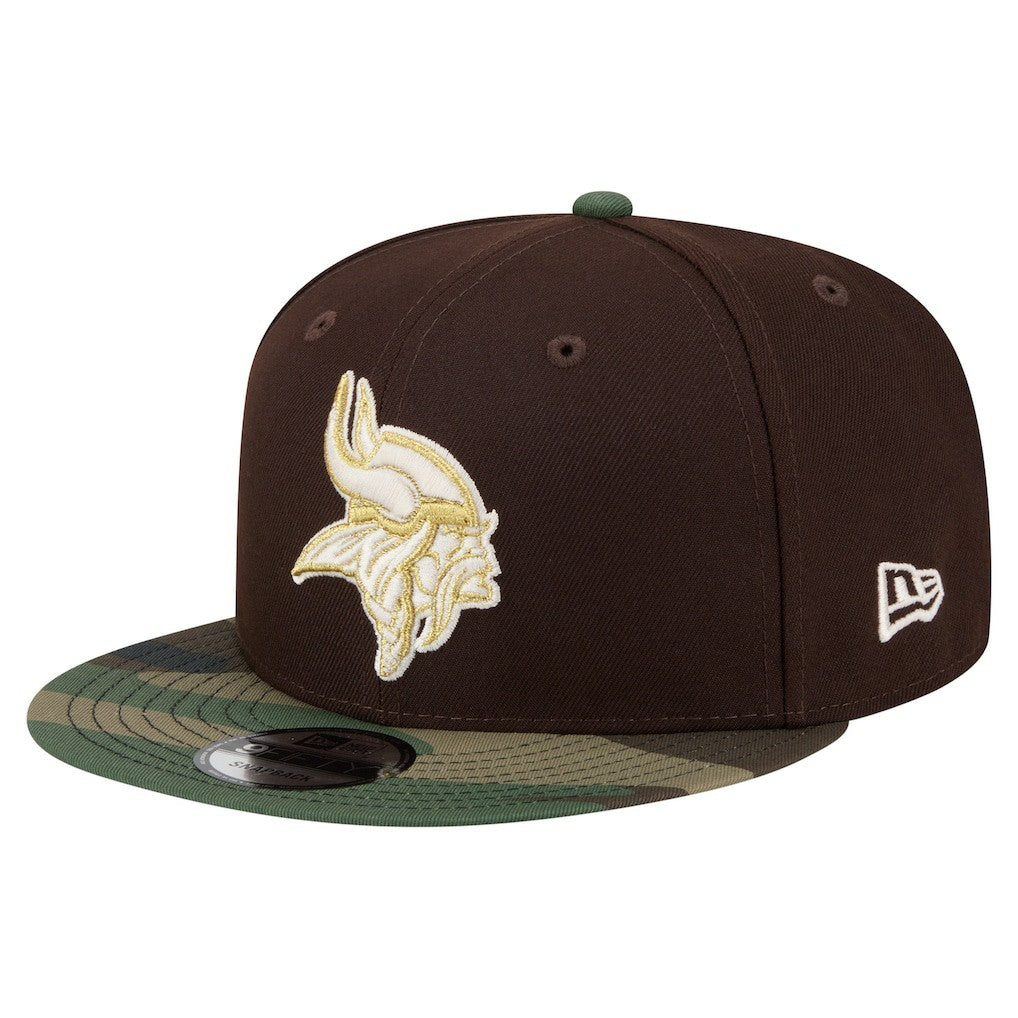 Minnesota Vikings Adult Burnt Wood Camo 9FIFTY Snapback Hat - Dark Brown - NFL