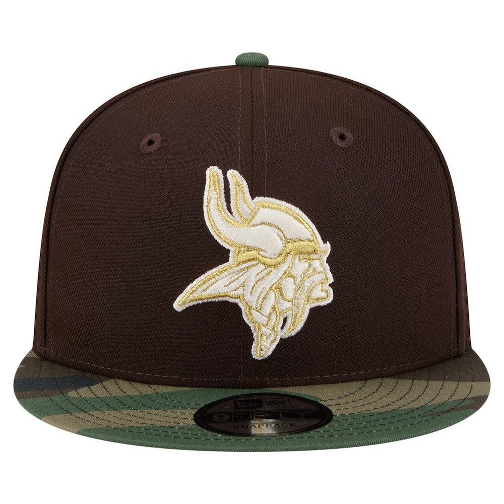 Minnesota Vikings Adult Burnt Wood Camo 9FIFTY Snapback Hat - Dark Brown - NFL