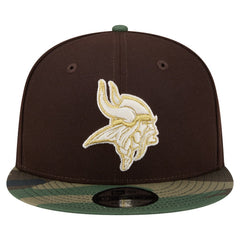 Minnesota Vikings Adult Burnt Wood Camo 9FIFTY Snapback Hat - Dark Brown - NFL