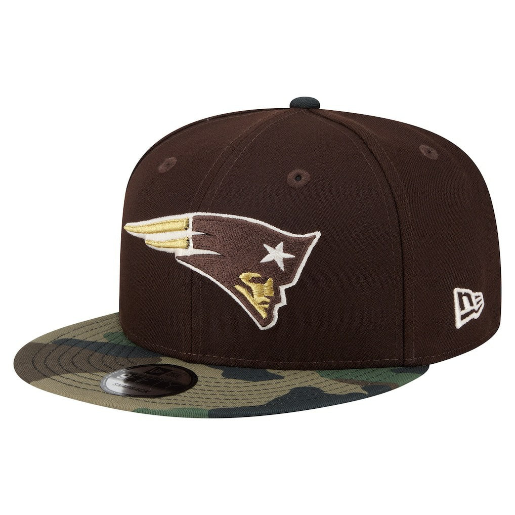 New England Patriots Adult Burnt Wood Camo 9FIFTY Snapback Hat - Dark Brown - NFL