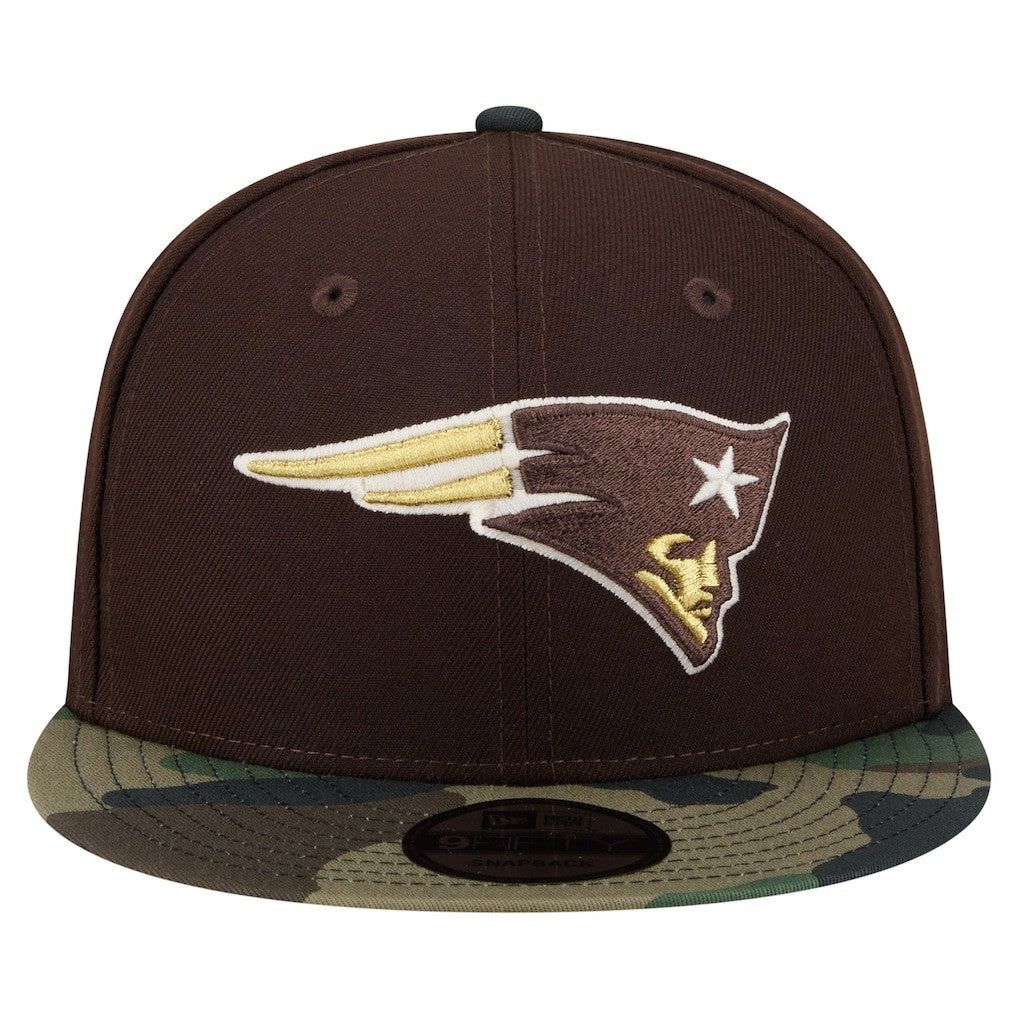 New England Patriots Adult Burnt Wood Camo 9FIFTY Snapback Hat - Dark Brown - NFL