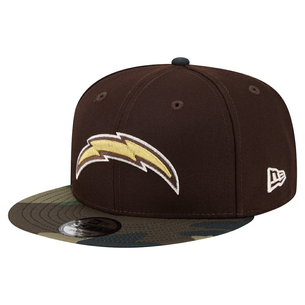Los Angeles Chargers Adult Burnt Wood Camo 9FIFTY Snapback Hat - Dark Brown - NFL