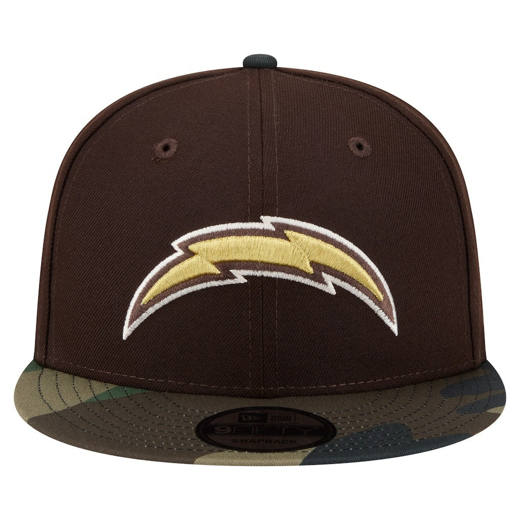 Los Angeles Chargers Adult Burnt Wood Camo 9FIFTY Snapback Hat - Dark Brown - NFL