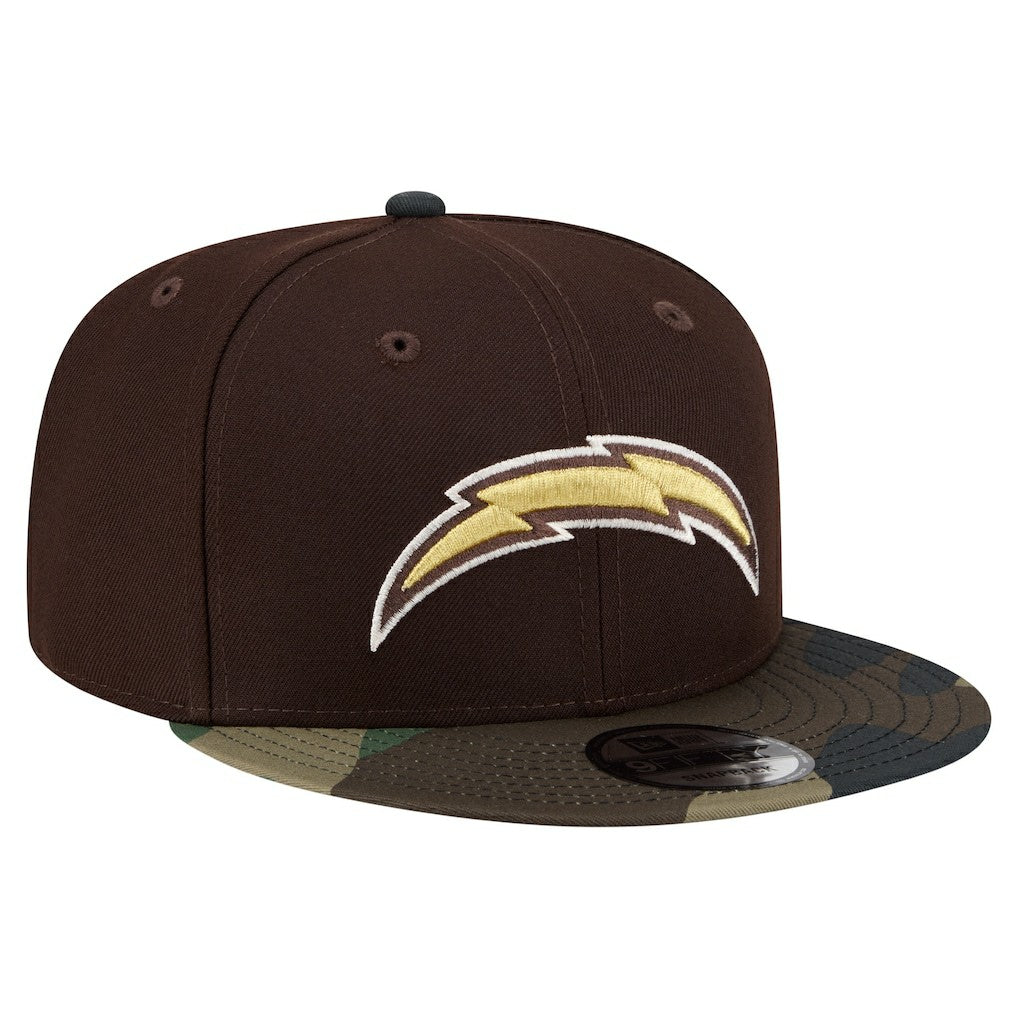Los Angeles Chargers Adult Burnt Wood Camo 9FIFTY Snapback Hat - Dark Brown - NFL
