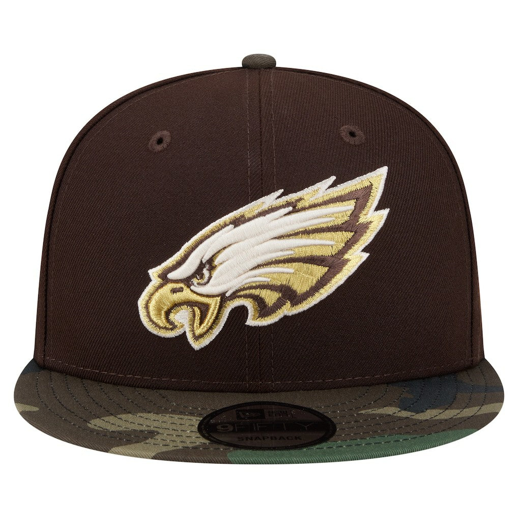 Philadelphia Eagles Adult Burnt Wood Camo 9FIFTY Snapback Hat - Dark Brown - NFL