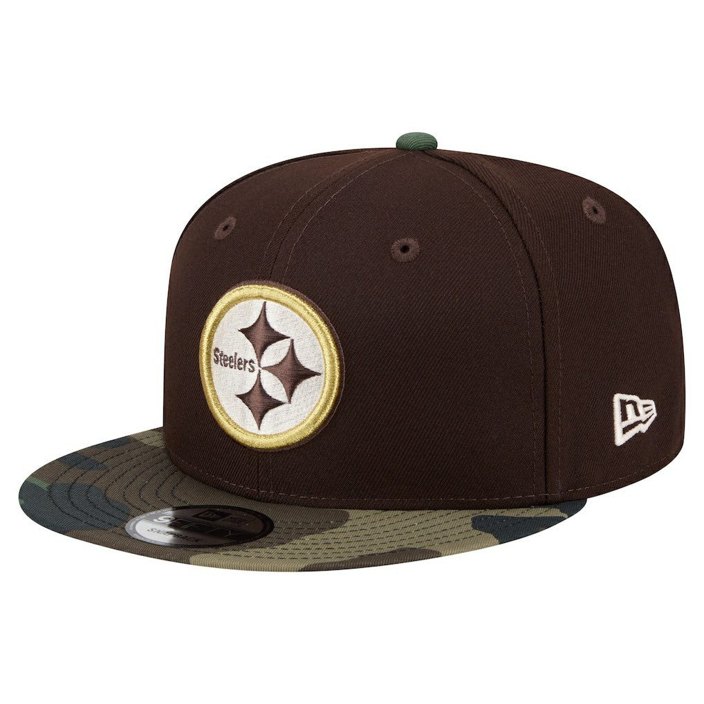 Pittsburgh Steelers Adult Burnt Wood Camo 9FIFTY Snapback Hat - Dark Brown - NFL
