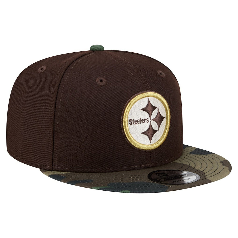 Pittsburgh Steelers Adult Burnt Wood Camo 9FIFTY Snapback Hat - Dark Brown - NFL