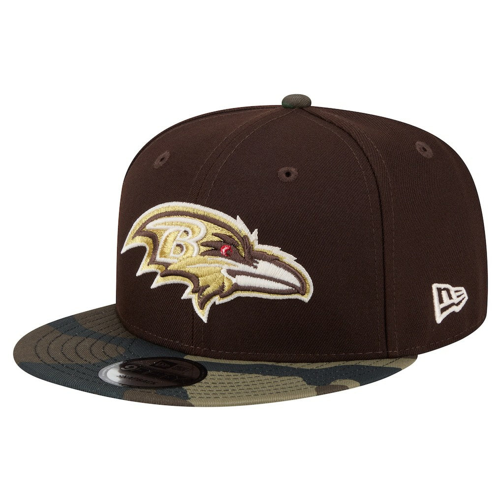 Baltimore Ravens Adult Burnt Wood Camo 9FIFTY Snapback Hat - Dark Brown - NFL