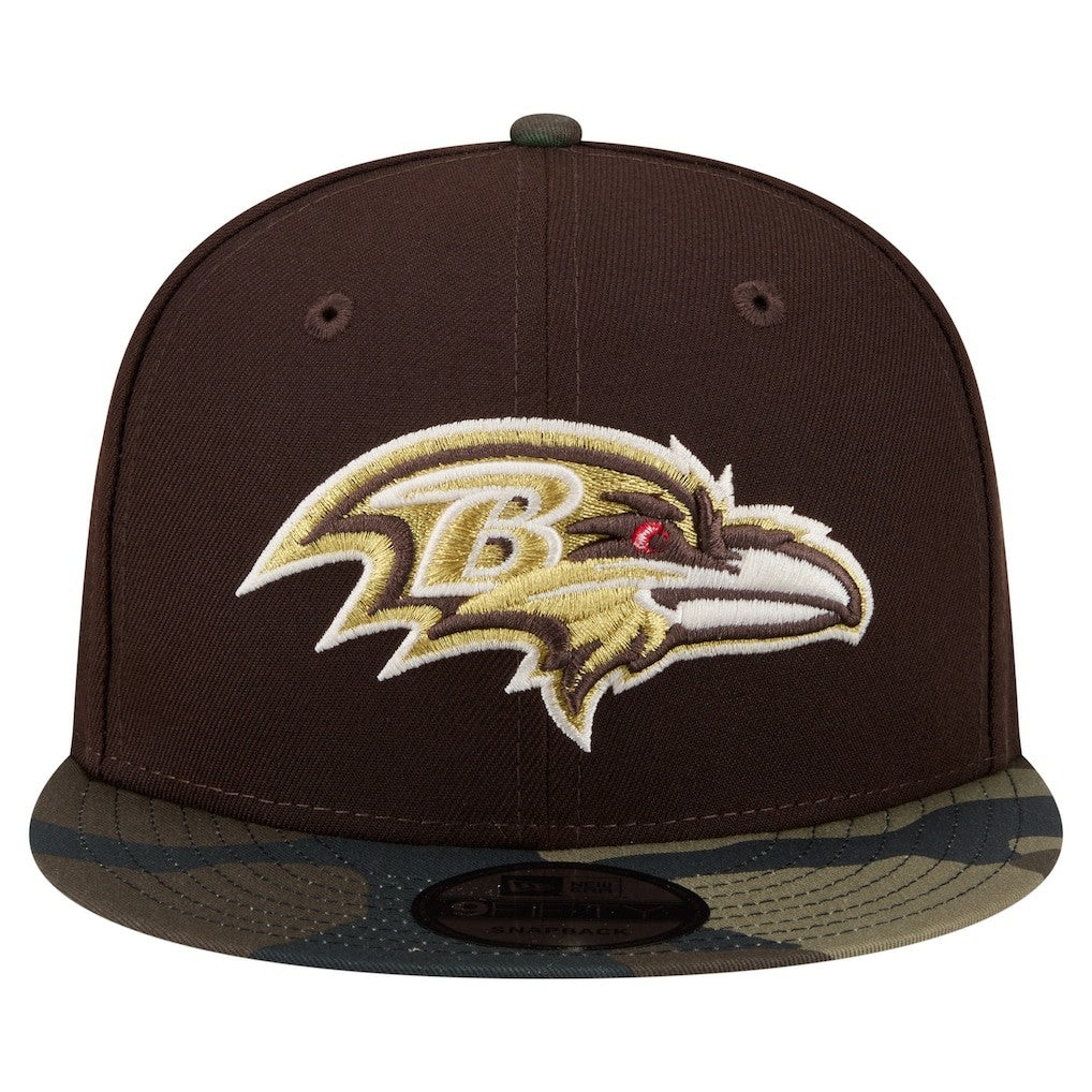 Baltimore Ravens Adult Burnt Wood Camo 9FIFTY Snapback Hat - Dark Brown - NFL