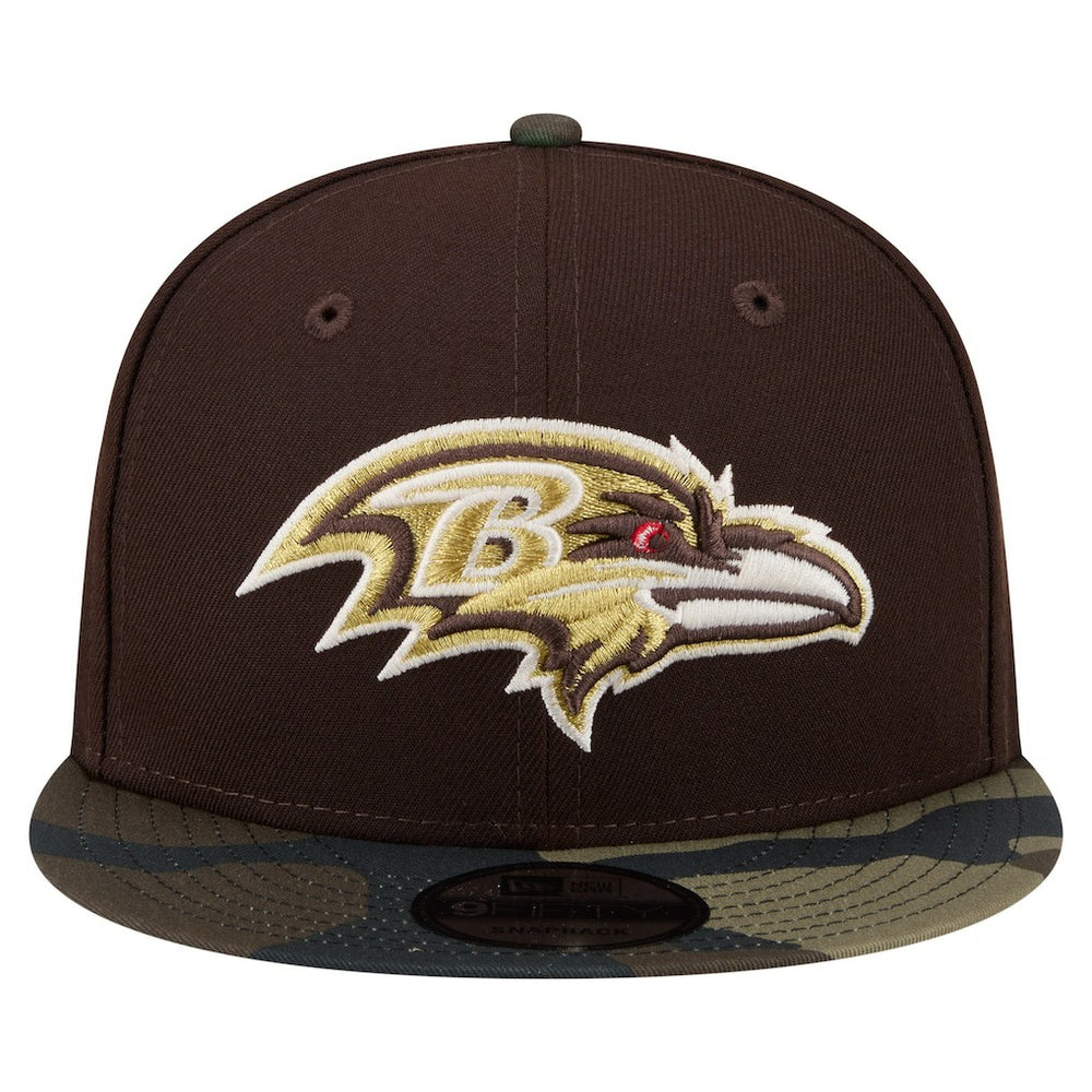 Baltimore Ravens Adult Burnt Wood Camo 9FIFTY Snapback Hat - Dark Brown - NFL