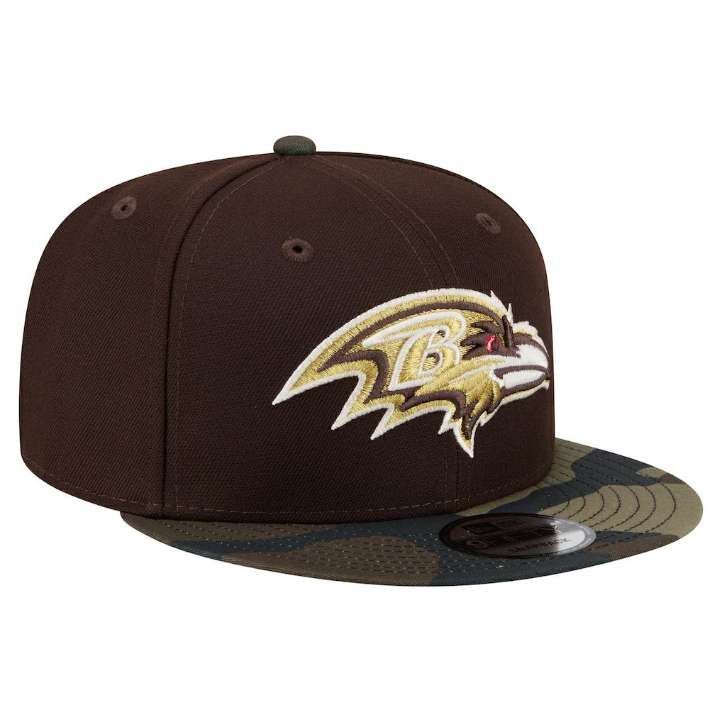 Baltimore Ravens Adult Burnt Wood Camo 9FIFTY Snapback Hat - Dark Brown - NFL