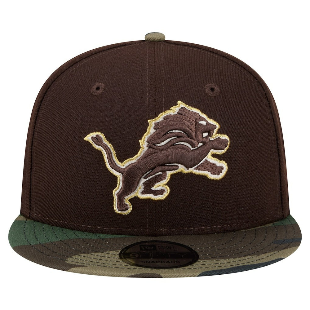 Detroit Lions Adult Burnt Wood Camo 9FIFTY Snapback Hat - Dark Brown - NFL