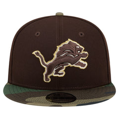 Detroit Lions Adult Burnt Wood Camo 9FIFTY Snapback Hat - Dark Brown - NFL