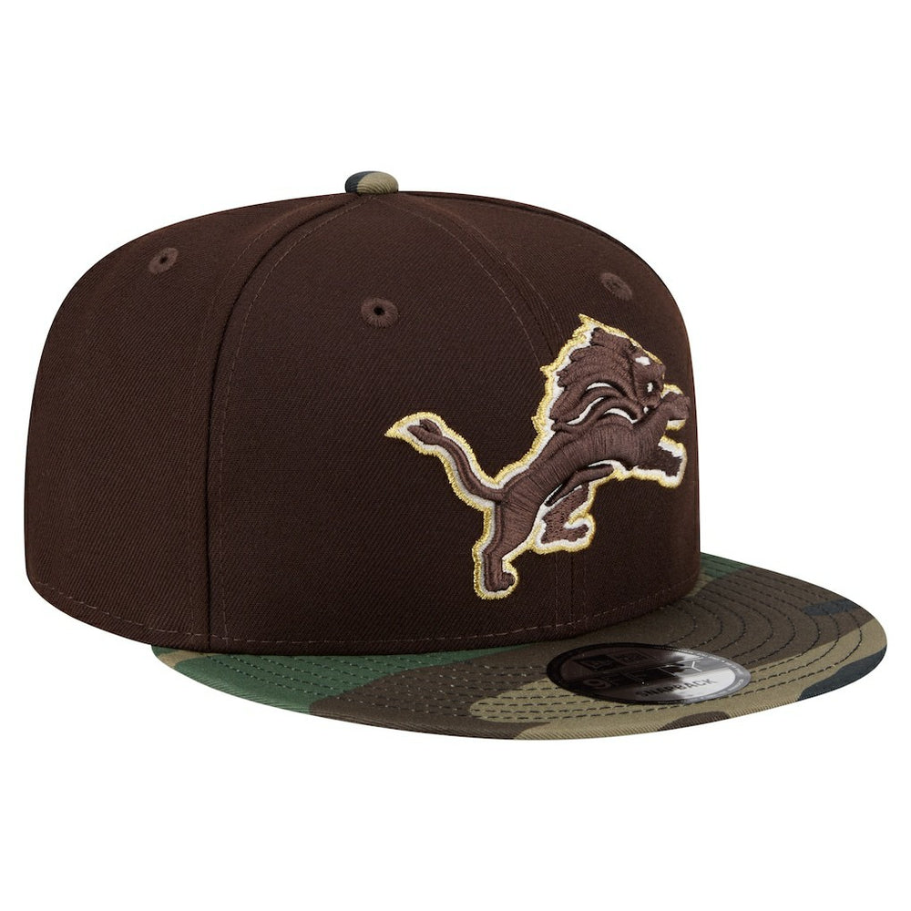 Detroit Lions Adult Burnt Wood Camo 9FIFTY Snapback Hat - Dark Brown - NFL
