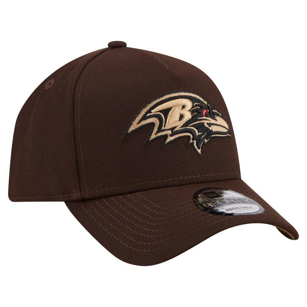 Baltimore Ravens New Era Burnt Wood A-Frame 9FORTY Adjustable Hat - Dark Brown - NFL