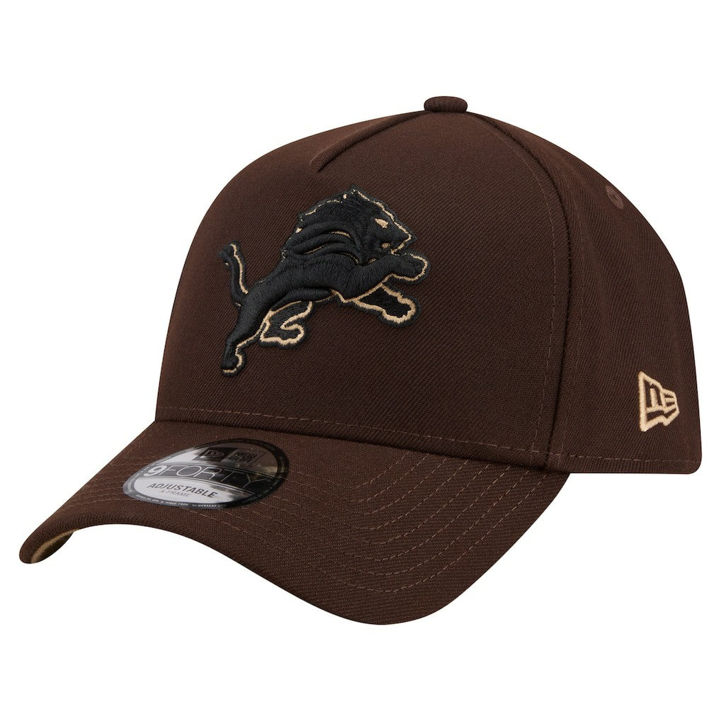 Detroit Lions New Era Burnt Wood A-Frame 9FORTY Adjustable Hat - Dark Brown - NFL