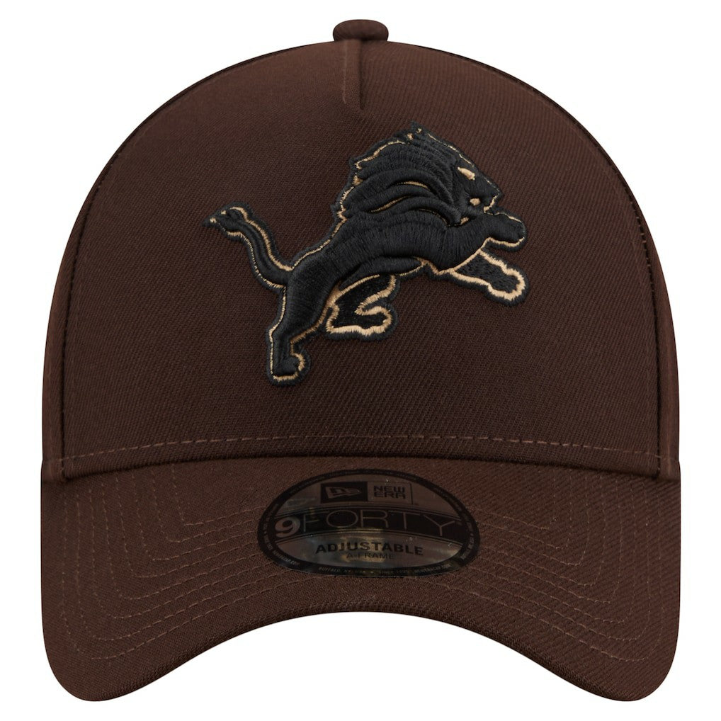 Detroit Lions New Era Burnt Wood A-Frame 9FORTY Adjustable Hat - Dark Brown - NFL