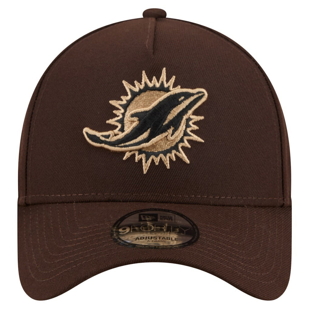 Miami Dolphins New Era Burnt Wood A-Frame 9FORTY Adjustable Hat - Dark Brown - NFL