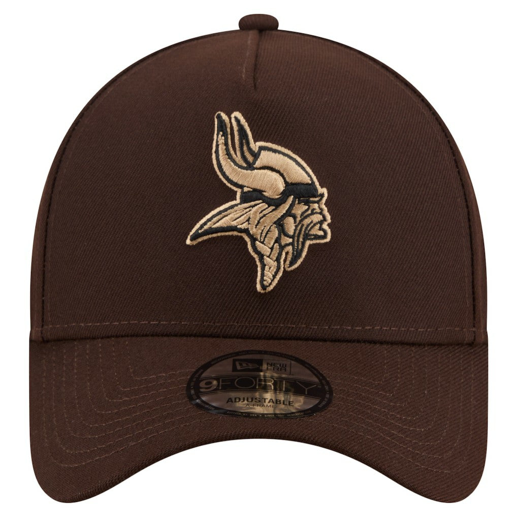 Minnesota Vikings New Era Burnt Wood A-Frame 9FORTY Adjustable Hat - Dark Brown - NFL