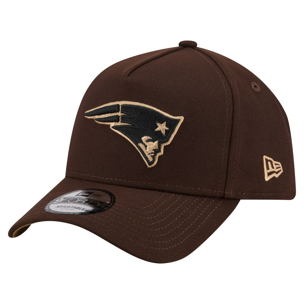 New England Patriots New Era Burnt Wood A-Frame 9FORTY Adjustable Hat - Dark Brown - NFL