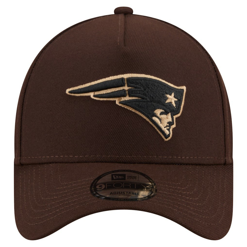 New England Patriots New Era Burnt Wood A-Frame 9FORTY Adjustable Hat - Dark Brown - NFL