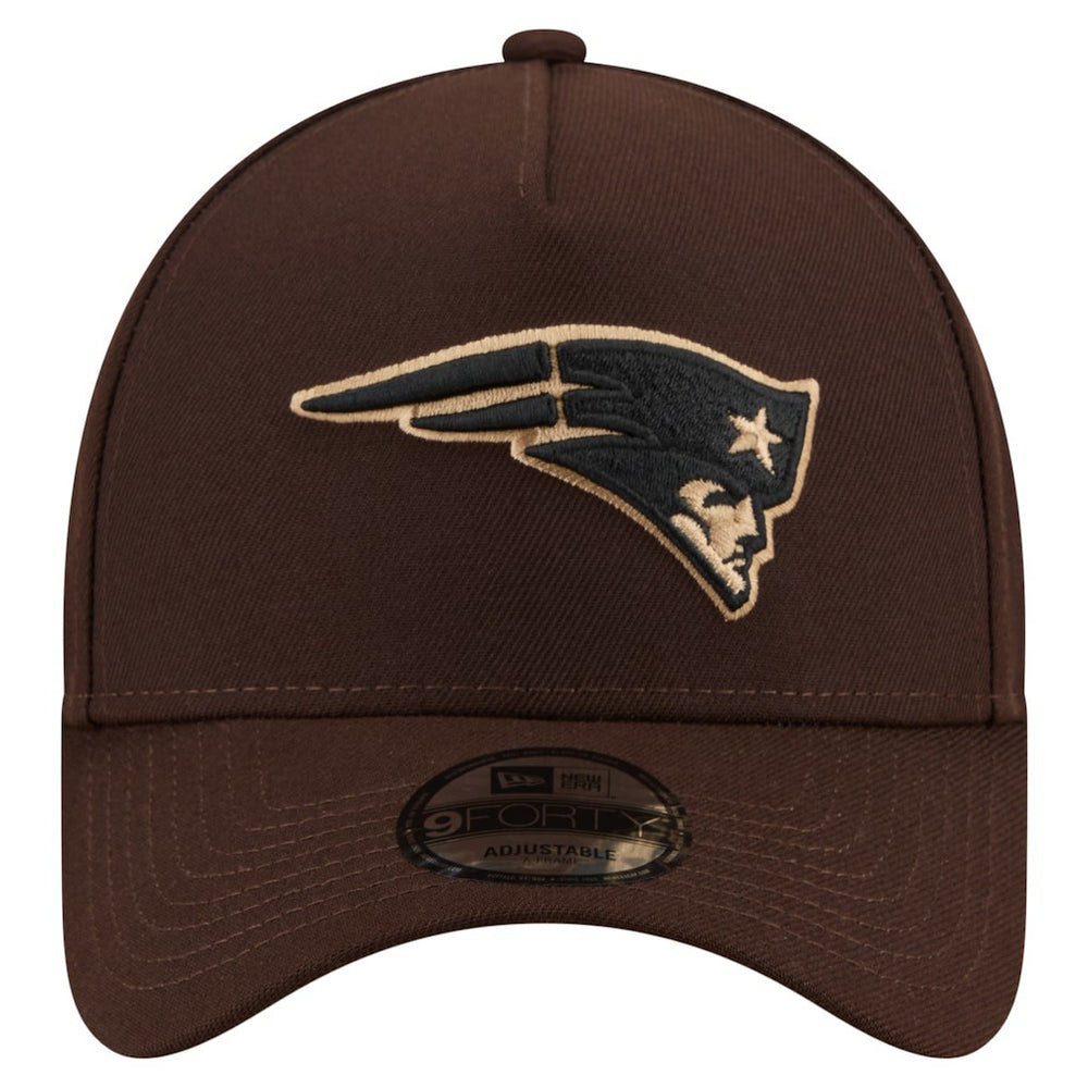 New England Patriots New Era Burnt Wood A-Frame 9FORTY Adjustable Hat - Dark Brown - NFL