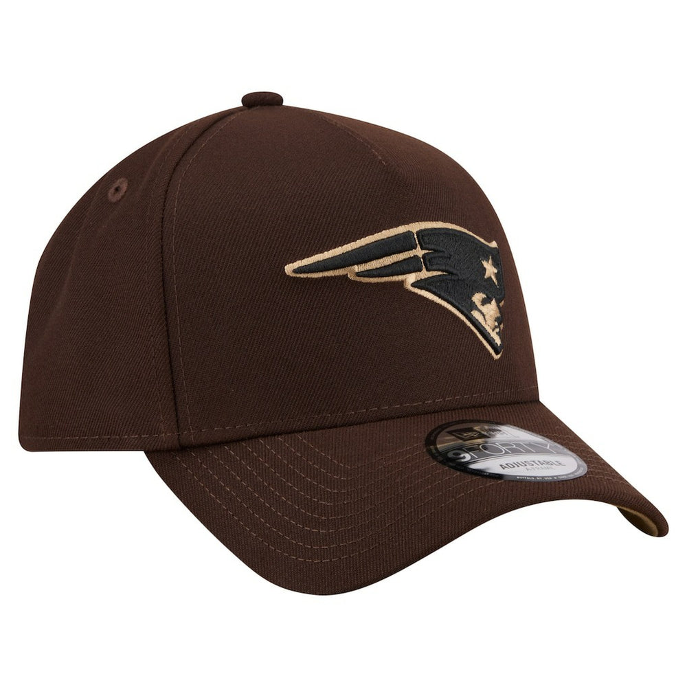 New England Patriots New Era Burnt Wood A-Frame 9FORTY Adjustable Hat - Dark Brown - NFL